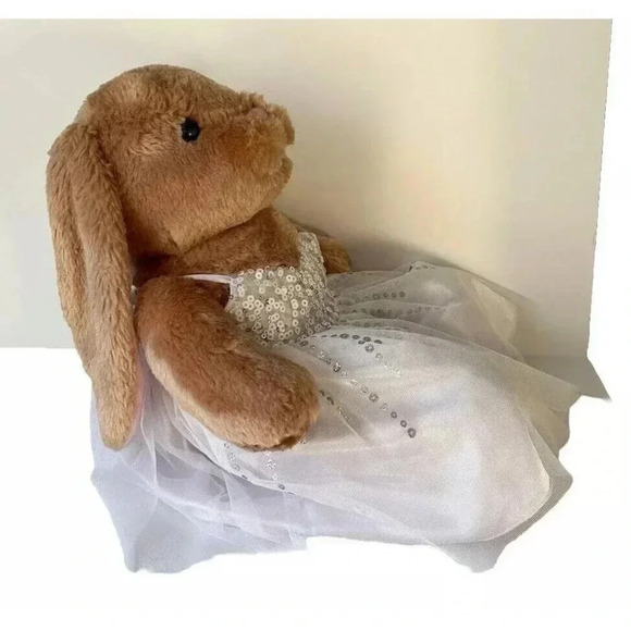 Build A Bear Workshop BAB Tan Bunny Rabbit 16" Plush With White Dress - Picture 4 of 8